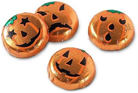 Halloween Pumpkins Solid Milk Chocolate Discs, 1 Lb - Approx 65 Pcs