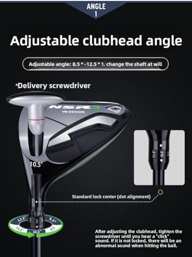 Lewy kierowca golfa dla mężczyzn, regulowane drewno tytanowe z węglem, High Rebound Graphite Hybrid Club Set 1/3/5 Wood, Anti Slice Design for Max Distance & Accuracy, zawiera osłonę głowy