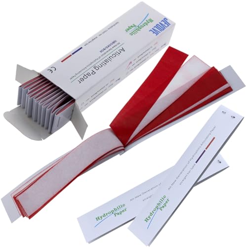 Image of 240 Sheets Dental Articulating Papers | Straight Shape Micron Bite Articulating Paper Doubled Side for Occlusal Adjustment - Thin Red