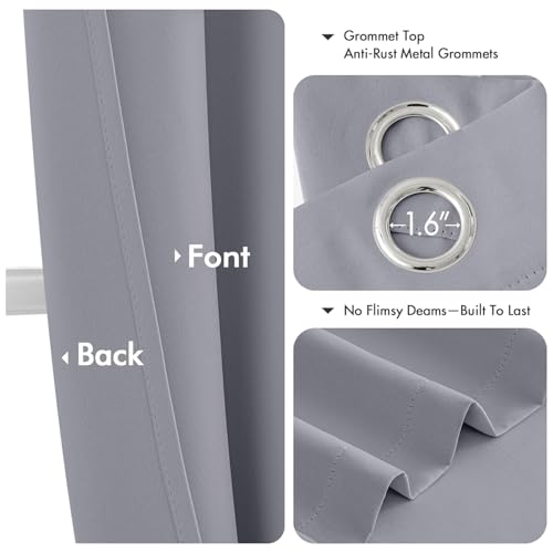 Image of MIULEE Blackout Curtains for Bedroom Living Room 2 Panels, Thermal Insulated Room Darkening Drapes Grommet Noise Reducing Light Blocking Window Treatments 54 Inches Long 40x54 Inch Silver Grey