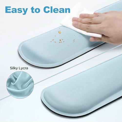Image of Gimars Upgrade Enlarge Gel Memory Foam Set Keyboard Wrist Rest Pad, Mouse Wrist Cushion Support for Office, Computer, Laptop, Mac, Comfortable, Lightweight for Easy Typing Pain Relief,Sky Blue