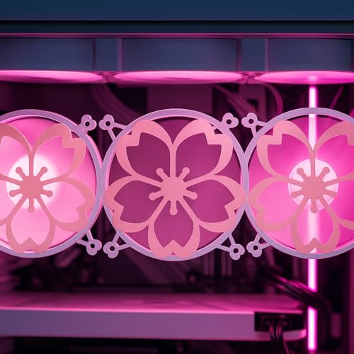 Lounsweer 4 Pcs 120mm Pink Sakura Guard Fan Grill Metal PC Fan Grill Cover with Screws Cute Computer Accessories Coquettish PC Case Decor for Office Game Room Valentines Gift for Girls Women - Thumbnail 6