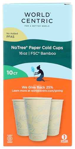 World Centric Bamboo Cold Cups 16Oz, 10 Ct