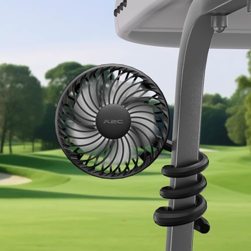 A2C Golf Cart Fan Rechargeable – 3-Speed, 360°...