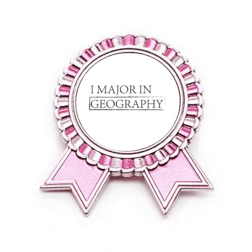 Broche I Major in Geography rose en métal de taille M pour passionnés