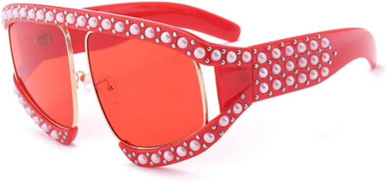 Women's Oversize Pearl Sunglasses Eyewear Big Sun Glasses Frame Frame Retro Female Sunglasses