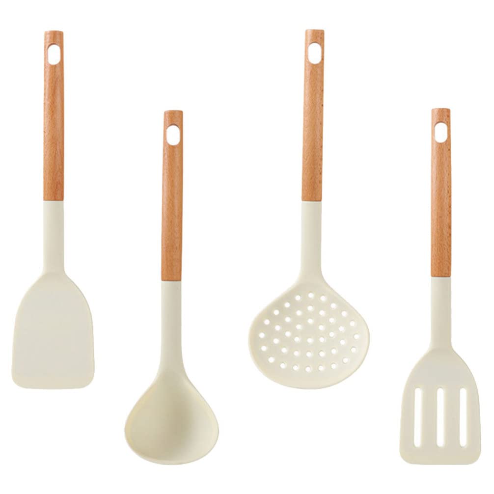 Kichvoe Spatule Silicone Antiadhésive Cuillère de Cuisine Ensemble Ustensiles pour Cuisine Système Égouttage Rangement Suspendu