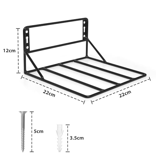 Image of Wall Mounted Metal Plant Stand - Iron Flower Pot Holder Shelf for Balcony, Garden & Indoor Decor - Pack of 2 (27x27x14 cm) (Black)