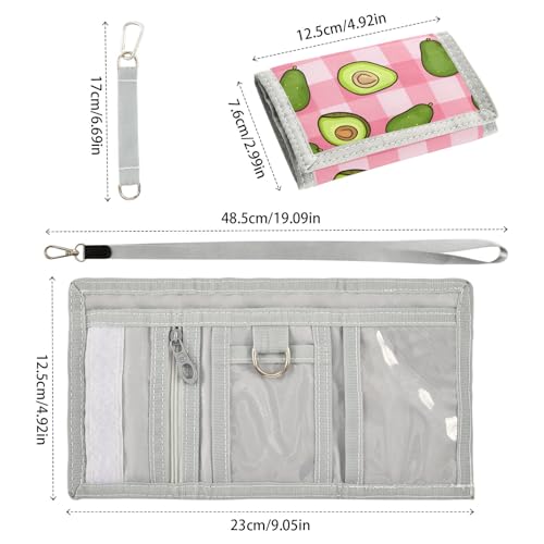ALAZA Kids Wallets for Boys Girls Toddler Trifold Wallet Children Small Avocado Pink Checkered with Zipper Coin Pocket3