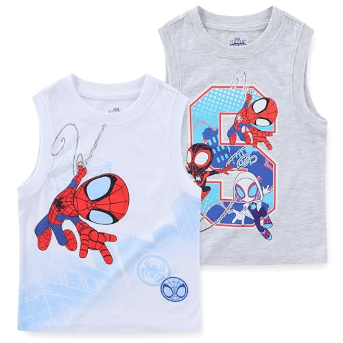 Marvel Spider-Man Miles Morales Ghost Spider Boys 2 Pack Tank Top for Toddler and Big Kids Grey - image 1