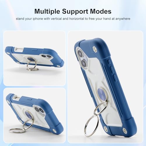 Image of MARKILL Compatible with iPhone Case with Ring Stand, Military Grade Drop Protection Full Body Rugged Heavy Duty Protective Durable Cover iPhone. (Blue, iPhone 16 6.1 inch)