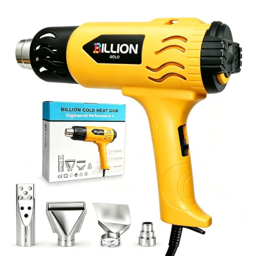 BILLION GOLD Heat Gun 1800W, 100℉ to 1200℉ Hot Air Gun with 4 Nozzles