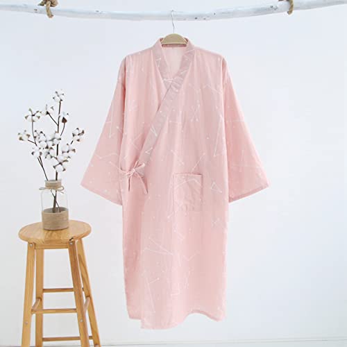 Image of SIQITECHNO Men Kimono Robe Cotton Yukata Spa Sauna Bathrobe Sleepwear Japanese Kimono for Women Loungewear Nightgown Dressing