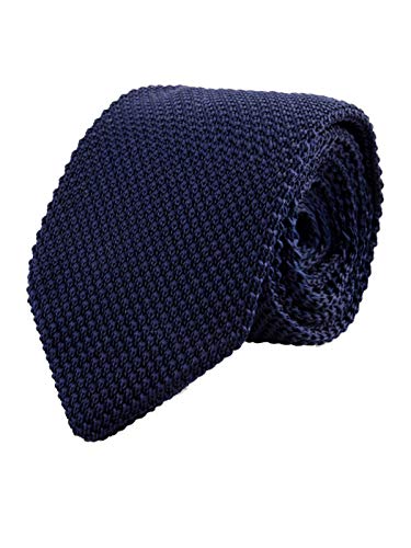 WANYING Hommes 7cm étroite Tricotés Cravate Narrow Tie Retro Sporty Casual Bureau Basic pour Gentleman - Uni Bleu Navy