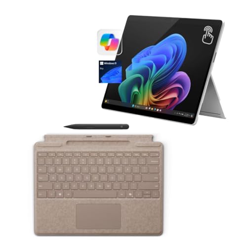 Microsoft Surface Pro 11 バンドル、13インチ Copilot+ PC Dune Proキーボード&スリムペン付き、AIタブレットエッセンシャルバンドル Surface Pro 11、16GB RAM、512GB SSD、Win 1