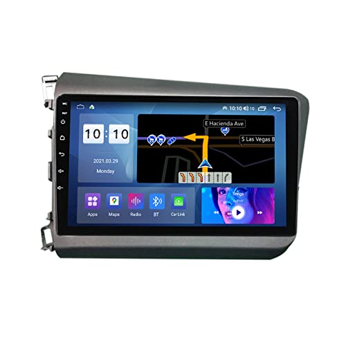 HTXPSM Android 10.0 - Reproductor de DVD estéreo para coche, navegación GPS táctil, radio 2 DIN para Honda Civic 2012-2015, pantalla táctil de 9 pulgadas, reproductor multimedia MP5, receptor de víde