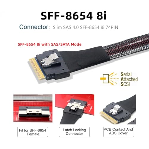 Cable SlimSAS Host/RAID a SATA 0.5M Negro miniatura 7