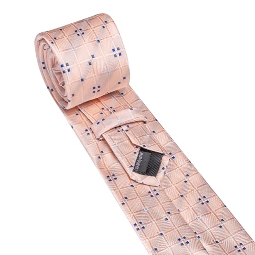 Image of YOHOWA Men Plaid /Striped Ties Set Silk Business Wedding Formal Fashion Necktie and Pocket Square Cufflinks Set