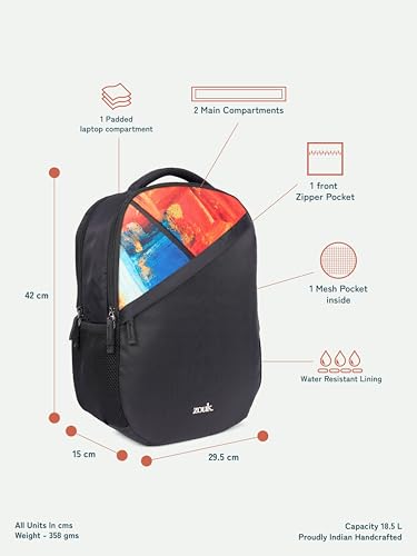 Image of ZOUK Taaran Backpack - Large 2 Compartment Backpack, 18.5L with Spacious Interiors Bags For School, Office, College, Gift For Men & Women