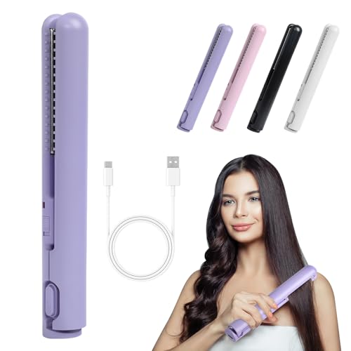 Mini Dual Purpose Curling Iron,Long-Lasting Portable 2-in-1 Curling Wand,2-in-1 Mini Curling Wand,Dual Purpose Styling Tool for All Hair Types (Purple, 01)