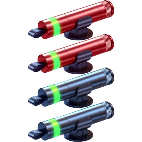 Elmyse 4Pcs Safe Hero Life Hammer Life Hammer Car Escape Tool and Seatbelt Cutter for Land and Underwater with Glow-in-The-Dark Function (2 Black+2 Red)
