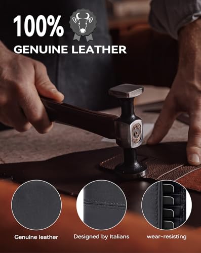 Image of Swallowmall Wallet for Men RFID Blocking Genuine Leather Mens Wallets Bifold with 2 ID Window 13 Card Slots black-417
