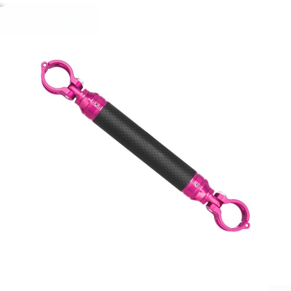 Handlebar Extension Rod For Brompton Bicycles Compatible With Phone Holders Lights And Accessories CNC Aluminum Ends Carbon Fiber Construction(Rose Red)