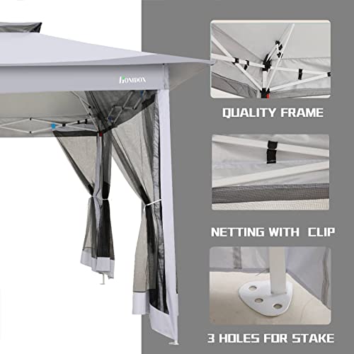 Image of Homdox Gazebo 12x12 Pop Up Gazebo with Mosquito Netting Outdoor Gazebo for Patios, Parties, Backyard, Gazebo Tent with 4 Ropes, 4 Weights, 8 Stakes, 2 Tiered Vented Top