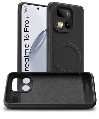 Image of WOW IMAGINE Back Case Cover for Realme 16 Pro Plus 5G | Soft Matte Silicone Case| Slim Fit & Shockproof | Camera Protection Bumper Cover (Black)