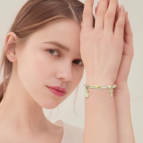 DS Inspirational Bracelet for Women Christian Engraved Bibler Verse Cross Butterfly Daisies Charm Bracelet, Exquisite Stainless Steel Jewelry Daughter Best Friend Bestie4