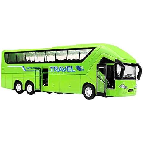 YIJIAOYUN Spielzeugauto, Grüner Bus Automodell , Legierung Diecast Spielzeugbus Toy mit Lichtern und Musik, 8,3 "Kinder Geschenk Spielzeug Autobus Cover