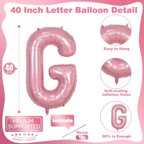 Image of 40 Inch Pastel Pink GIRL Balloons, Large Pearl Pink Girls Balloon Letters, Light Pink GIRL Mylar Banner Sign Alphabet Balloon for Girls Birthday Baby Shower Gender Reveal Party Decoration Supplies