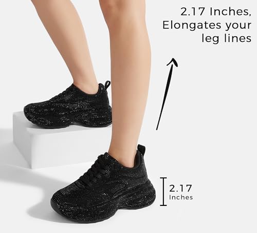 LUCKY STEP Rhinestone Chunky Sneakers for Women Fashion Platform Sparkly Dad Casual Shoes Lightweight Tennis Walking Sport Footwear4