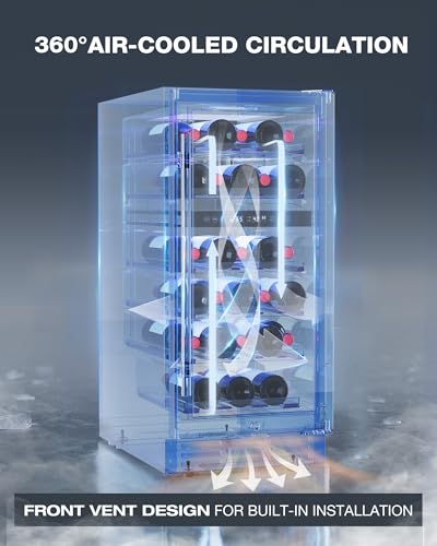 Image of 15 Inch Dual Zone Wine Fridge, 28 Bottles Wine Fridge Under Counter with Removable Shelves & Double-Layer Glass Door, Wine Refrigerators Freestanding or Built-In, Wine Cooler for Home, Office (Black)