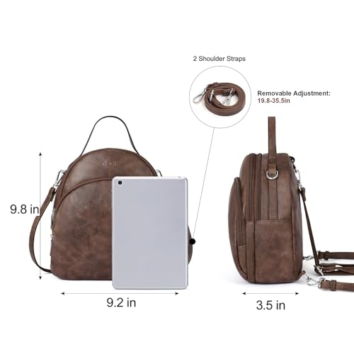 Image of CLUCI Small Backpack Purse for Women Mini Cute Backpack Leather Convertible Fashion Travel Girls Shoulder Bag, Two-tone Coffee