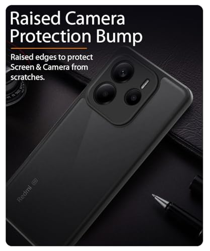 Image of WOW IMAGINE Translucent Hybrid Back Case Cover for Redmi Note 14 SE 5G | Redmi Note 14 5G Smoked Matte Back | Shock Proof 360 Degree Protection | Protective Hard Case - Matte Black