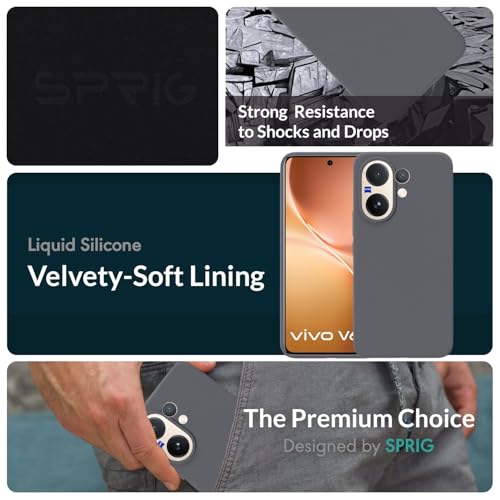 Image of SPRIG Compatible with Vivo V60 Premium SilkTone Back Cover Drop Tested Shock Proof Mobile Case for Men, Women, Boys and Girls with Camera Protection (Dark Grey)