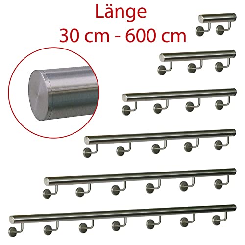 TIBU Handlauf Weiß 140cm - Edelstahl Treppengeländer Mit Halterungen