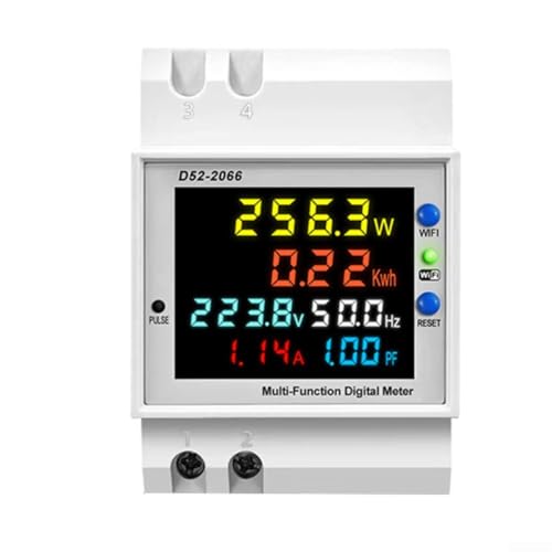 Para Tuya para medidor de electricidad WiFi inteligente con pantalla LCD, monitor de energía de riel DIN para factor de potencia de corriente de voltaje, control remoto a través de la aplicación para
