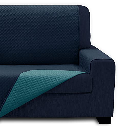 SofaCamaleon Protège-fauteuil rembourré 1 place Housse pour fauteuil Relax Oreiller, protection de chaise Bicolor réversible Sauva Fauteuil Rhombos Ramos Marine Turquoise 55 cm