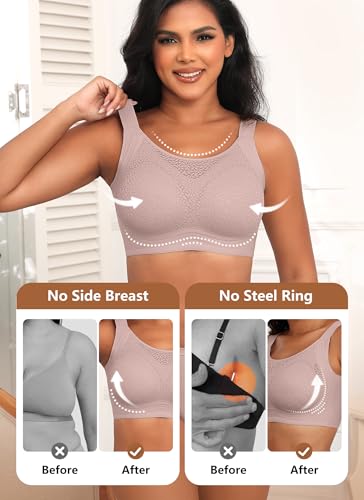 Image of Xcutting Lace Women's Seamless No Underwire Bra Soft Wireless Comfort Bralettes Full Coverage Bralette Everyday T-Shirt Bra