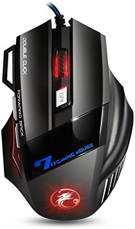 Apedra Wired Optical Game Mouse, Dark Knight X7, LED Blinding Breathing Light, 4 Adjustable DPI Mice, 7 Programmable Button Game Mice for Windows XP/Vista/7/8/10/ Mac OS X
