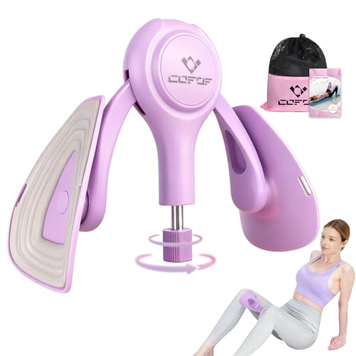 Thigh Trainer for Women, 15-70LB Adjustable Resistance Inner Thigh Exerciser for Pelvic Floor Muscle Repair, Thigh Trainer Kegel Exercise for Shaping, Yoga & Weight Loss at Home Gym - Purple