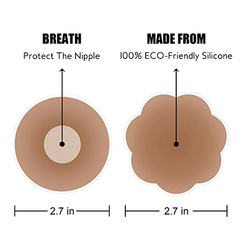 image for CHARMKING Nipple Covers 4 Pairs for Women, Reusable Adhesive Invisible
