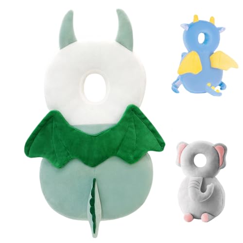 Image of JunNeng Baby Head Protector Backpack, Toddler Walking Fall Head Protection, Green Dinosaur