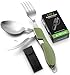 Hikenture 4-in-1 Camping Utensil Stainless Steel Fork Knife Spoon Bottle Opener Set with Storage Case (Army Green)