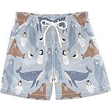 visesunny Polar Bear Seal Penguin Walrus Whale Fish Swim Trunks Boys Toddler Bathing Suits for Kids Swimwear Baby Boy Swimsuit Boys Swim Shorts