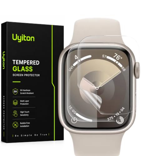 Image of Uyiton 2 Pack Screen Protector for Apple Watch 41mm Series 9 / Series 8 / Series 7 | HD Clear Protective Screen Guard | Anti-Scratch | Bubble-Free Easy Installation