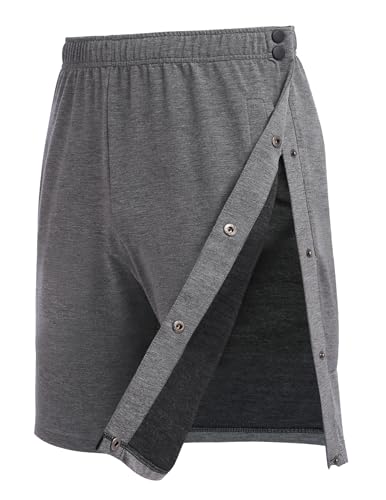 Deyeek Men's Tear Away Shorts Post Surgery Recovery Gray