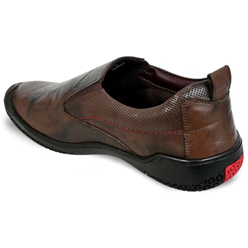 Image of Allen Cooper Genuine Leather Casual Shoes with Ankle Support, Anti Slip Technology, Better Padded and Cotton-Like Memory Foam Cushion Insole(40182Color Options- Black /Brown, Sizes- 6,7,8,9,10)